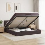 vidaXL Lit plateforme avec matelas et LED marron foncé 160 x 200 cm