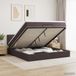 vidaXL Lit plateforme avec matelas et LED marron foncé 160 x 200 cm