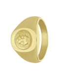 Lucardi Heren Gerecycled stalen goldplated ring met leeuw