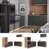 Vicco Keuken Fame-Line, Chêne gris foncé/doré, 340 cm