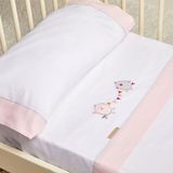 Burrito Blanco Flanellen laken met borduurwerk 511 roze, voor maximaal bed 70 cm