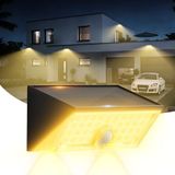 Smiling Shark WL-06L Solarlampen voor buiten, met bewegingsmelder, dubbele functie, led-wandlamp, 4 modi, IP65 waterdicht, superhelder, warmwit, voor tuin, terras, garage, 1 stuk