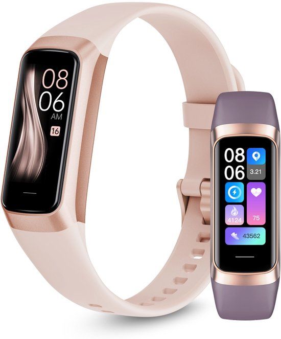 Siltcon® Vitéa Activity Tracker - Smartwatch for Women - Rose Gold - Pink & Purple Straps - Android & iOS Compatible