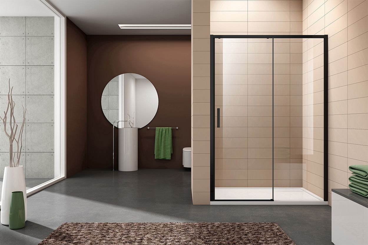 Badkamerplanet Douchedeur met Schuifdeur 120x200 cm Mat Zwart Anti Kalk Helder Veiligheidsglas