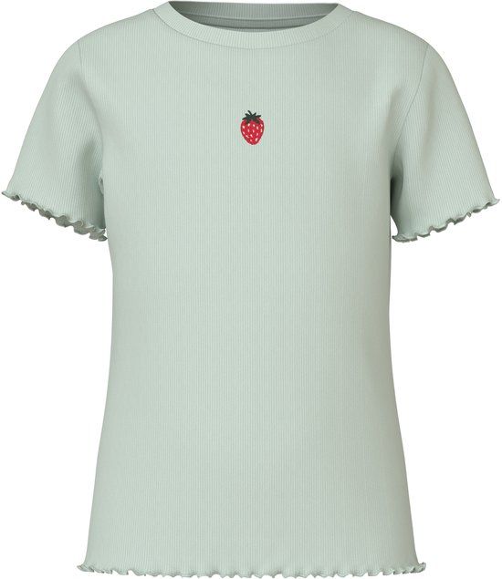 NAME IT - NKFVIVEMMA SS SLIM TOP - Meisjes - T-shirts - Maat 116 - Katoen/Elastaan - Korte mouw - Pale Aqua