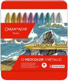 Caran D'ache NEOCOLOR I, Metalen doos, 10 kleuren Metallic
