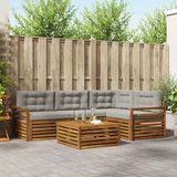vidaXL Hoek loungeset 5-delig Acaciahout Natuurlijk en Lichtgrijs Inclusief Tafel