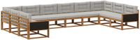 vidaXL - Hoek loungeset - 10 zitplekken - Naturel en lichtgrijs - Acacia hout