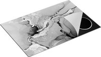Chefcare Inductie Beschermer Abstracte Kunst - Moderne Marmer - Zwart Wit - 80,2x52,2 cm