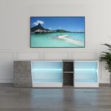 Meerveil Led-tv-staandkast, spaanplaat van E1-kwaliteit, gehard glas, wit en grijs, 140 x 45 x 37,5 cm (b x h x d)