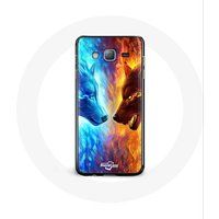Maniacase Etui voor Samsung Galaxy J7 2016 Wolf van ijs en vuur