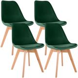 CLP Linares stoelen set van 4 fluweel groen