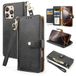 GlasFlength GlasFlength Beschermhoes voor iPhone 16 Pro Max met RFID-blokkering, beschermhoes van PU-leer met kaart-sleuf, flip case, magnetisch, schokbestendig, 6,9 inch, beschermhoes met standfunctie (zwart)