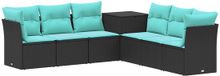 vidaXL Canapé 2 places Noir et bleu Poly rotin et acier