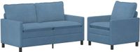vidaXL Bankstel 2-zits Blauw Stof