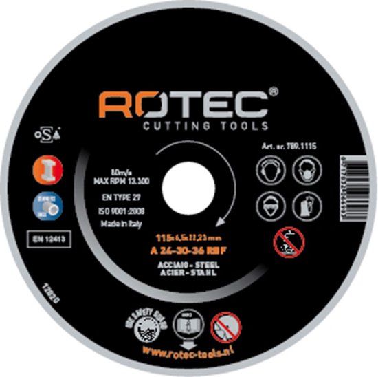 Rotec Afbraamschijven Staal 180x7,0x22,2 A-R