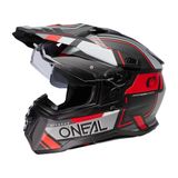 O'NEAL Enduro Touring Adventure Street Motorhelm, goede pasvorm, pinlock & bluetooth, geïntegreerde zonneklep, ECE 22.06, D-SRS Helmet Square V.23, volwassenen, zwart, grijs, rood, XS