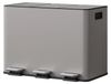 Poubelle de cuisine - Poubelle à pédale 3x15 litres - Inox - Système de tri des déchets avec seaux amovibles - Compartiments multiples - Gris