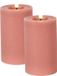 Countryfield Lyon LED kaarsen/stompkaarsen - 2x - roze - D7,5 x H12,5 cm - timer