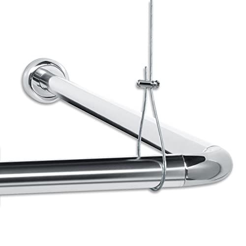 Libaro Douchegordijnstang universele set - L-vorm en U-vorm - incl. plafondhouders - voor badkuipen - roestvrij materialen