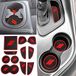 Auovo Cup Deur Center Console Liners Custom Fit voor Dodge Challenger 2015 2016 2017 2018 2019 2020 Anti-stof Interieur Accessoires 11 stks/kit (Rood, 11 stks/set)