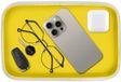 TUNJILOOL Plateau en organisateur de bureau en cuir, design moderne, rangement pour clés, pièces de monnaie, bijoux pour l'école, la maison, les fournitures de bureau (Jaune, 25,5 * 17 * 5,6 cm)