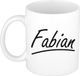 Bellatio Decorations Fabian Naam koffiemok - beker - met sierlijke letters - wit