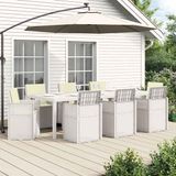 vidaXL Tuin Eettafel Set met Kussens 9-delig Wit en Crèmekleurig PP