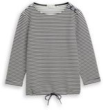 Tom Tailor - Chemise à manches longues avec détails boutonnés - Taille M - rayure régulière blanc cassé marine