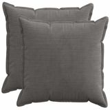 vidaXL Kussensloop - 2 st - HOUTEN - Donkergrijs - 65 x 65 cm - corduroy