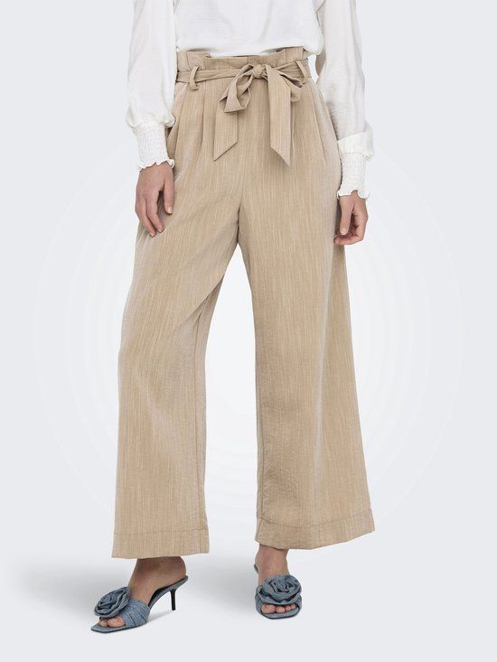 ONLY Onlmarsa Solid Paperbag Pant WVN Noos Dames Broek, Beige, XL, 2025 Lente/Zomer