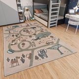 Hanse Home Adventures Kindertapijt, dier, jungle, speeltapijt, straattapijt, tapijt voor jongens, meisjes, voor kinderkamer, tienerkamer, woonkamer, crème, bruin grijs, 160 x 235 cm