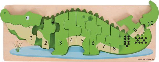 BigJigs Houten 3D Puzzel Krokodil - 3+ jaar