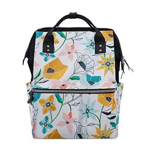 MONTOJ Calliope Geometrische Bloemen Aqua Goud Roze Canvas Rugzak Travel Campus Rugzak