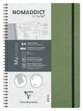 Clairefontaine 783433C Nomaddict (ex Age Bag) Spiraalschrift Afscheurbare Strook My.Notes Groen - A4 21x29,7 cm - 120 Uitscheurbare Pagina's STIPPEN - Wit Papier 90 g - Omslag Glanskarton Lederkorrel