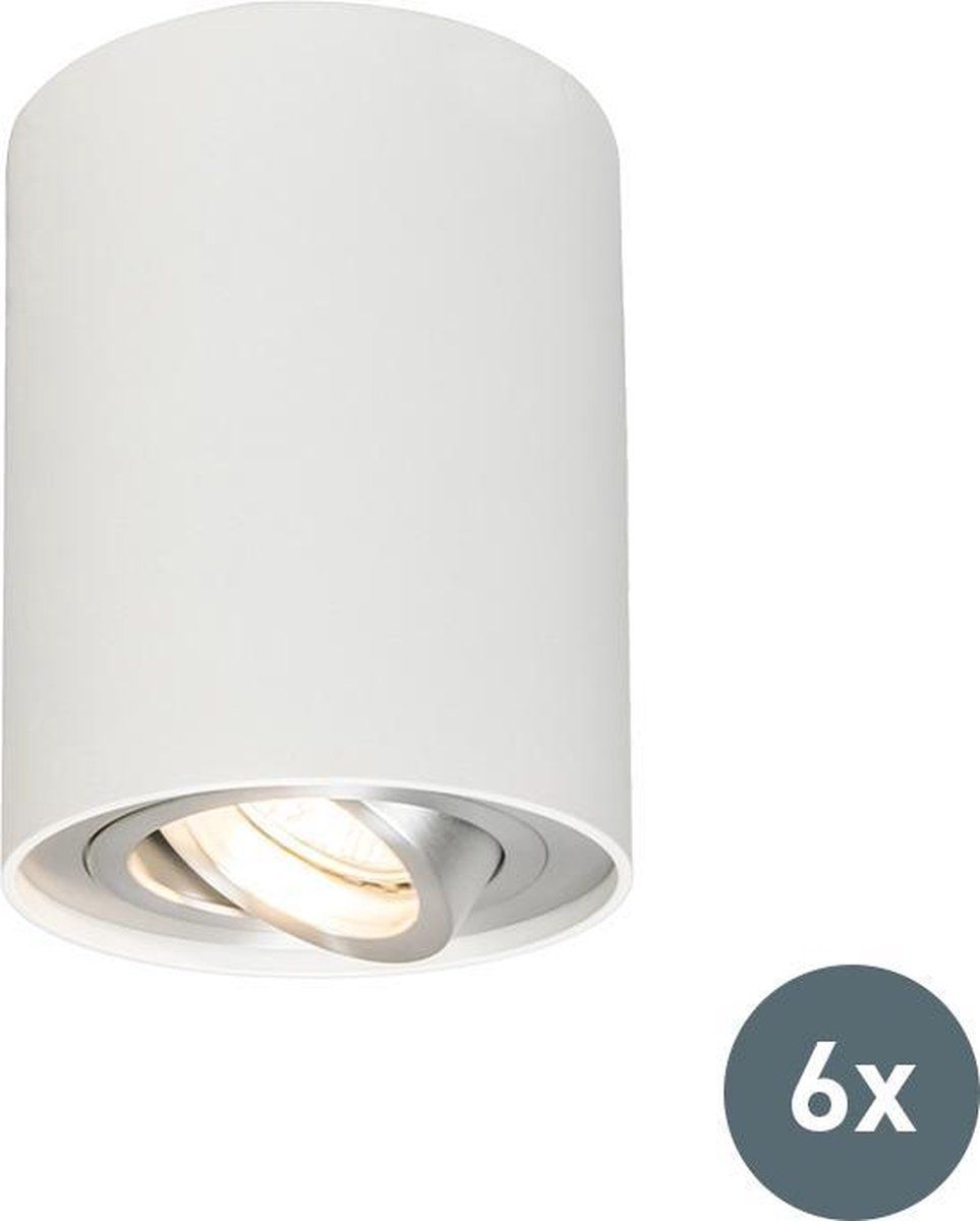 QAZQA Rondoo Up - Plafondspot - 1 Lichts - Ø 9.5 cm - Wit - Aluminium