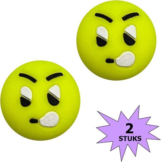 Fako Bijoux® Tennisdemper Emoji Boos - 2 Stuks - Geel