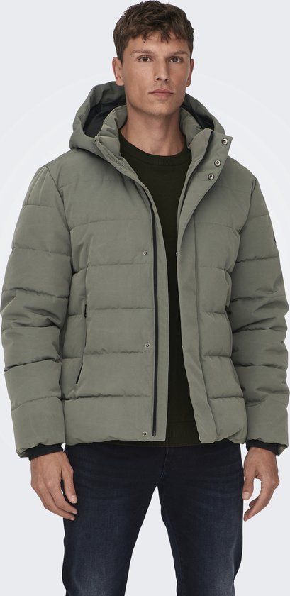 Only & Sons Cayson Puffer Jas Heren - Maat XXL - Grijs
