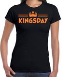 Bellatio Decorations Koningsdag shirt voor dames - zwart - glitters - feestkleding XXL