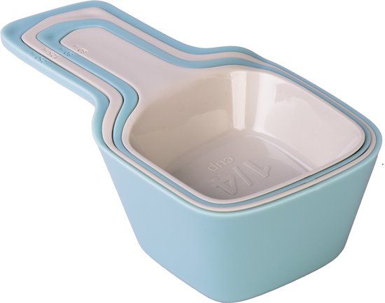 Krumble Maatlepels / Cups / Set van 4 / 60-80-125-250ml - Lichtblauw/grijs
