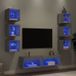 Maison Exclusive - Mur de salon, 8 pièces, avec éclairage LED, sonoma gris, bois composite