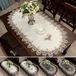Tapis de table - Imperméable - Luxe avec dentelle - 60 x 120 cm - Sable-Gris camel