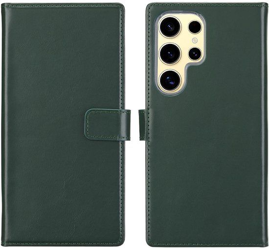Selencia Echt Leren Bookcase voor de Samsung Galaxy S25 Ultra - Groen
