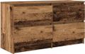 Meuble TV aspect bois vieilli 100x35x54 cm panneau de particules