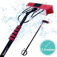 Neatlab Telescopische Wasborstel - Uitschuifbaar tot 7,2 meter - Met Waterdoorvoer - Zwart/Rood