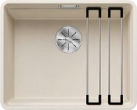 Blanco Silgranit spoelbak, 527x427 mm, zacht wit, met toebehoren