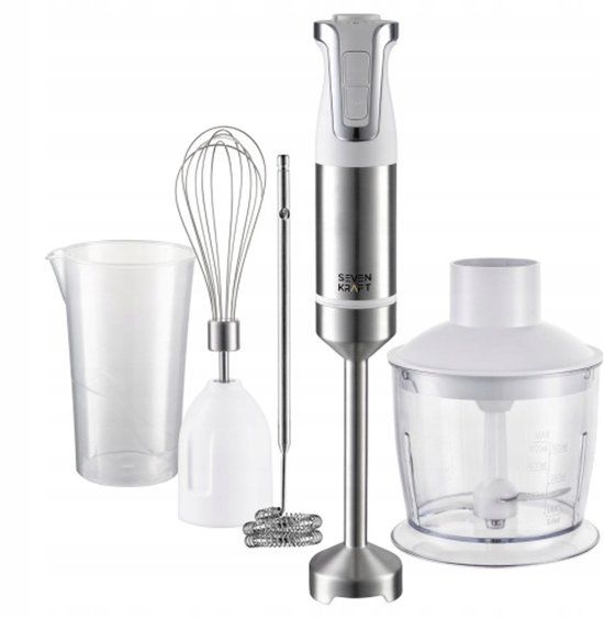 Sevenkraft Staafmixer 1800W – Blender Set 5-in-1 – Handblender met Hakmolen, Klopper & Melkopschuimer – 20 Snelheden + Turbo – RVS Staafmixer