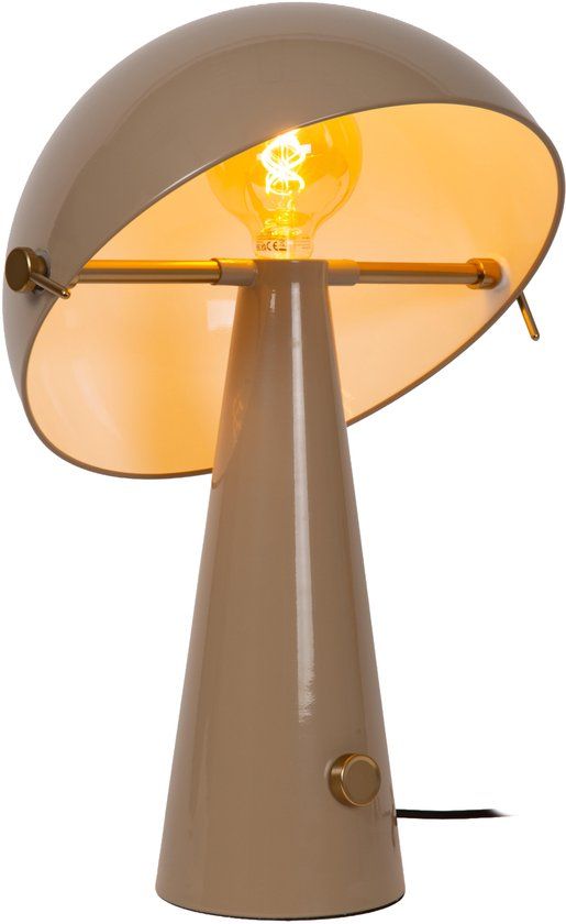 Lucide BARONE - Tafellamp - Ø 38 cm - 1xE27 - Taupe