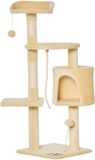 PawHut Kattenkrabpaal Hout 40x40x114cm Beige