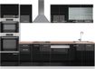 Vicco R-Line Unité de cuisine complète – 300 cm avec meuble haut, chêne WB Noir laqué/blanc